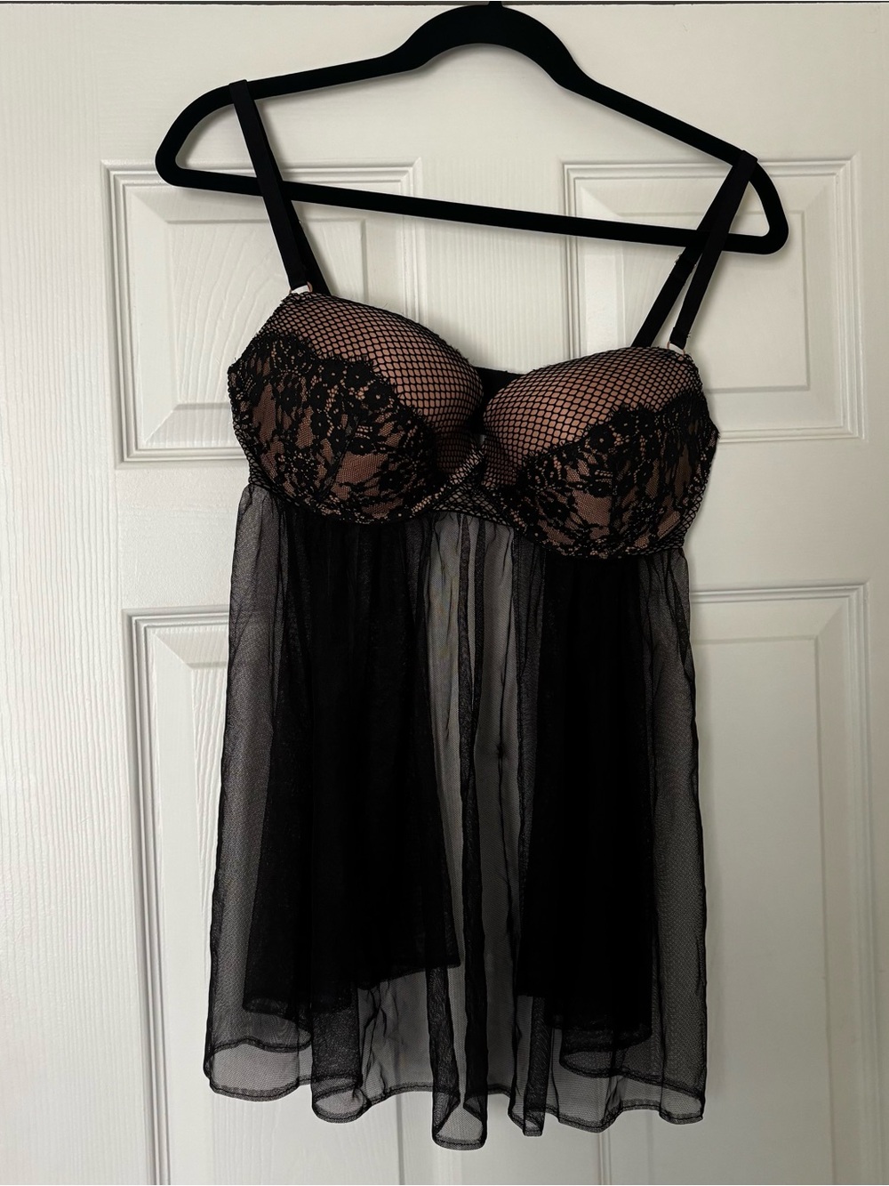 Victoria's Secret Black Lace & Mesh Babydoll Chemise